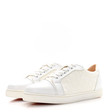 Christian Louboutin Calfskin Embroidered Womens Vieira Flat Sneakers 39.5 White 4 of 9