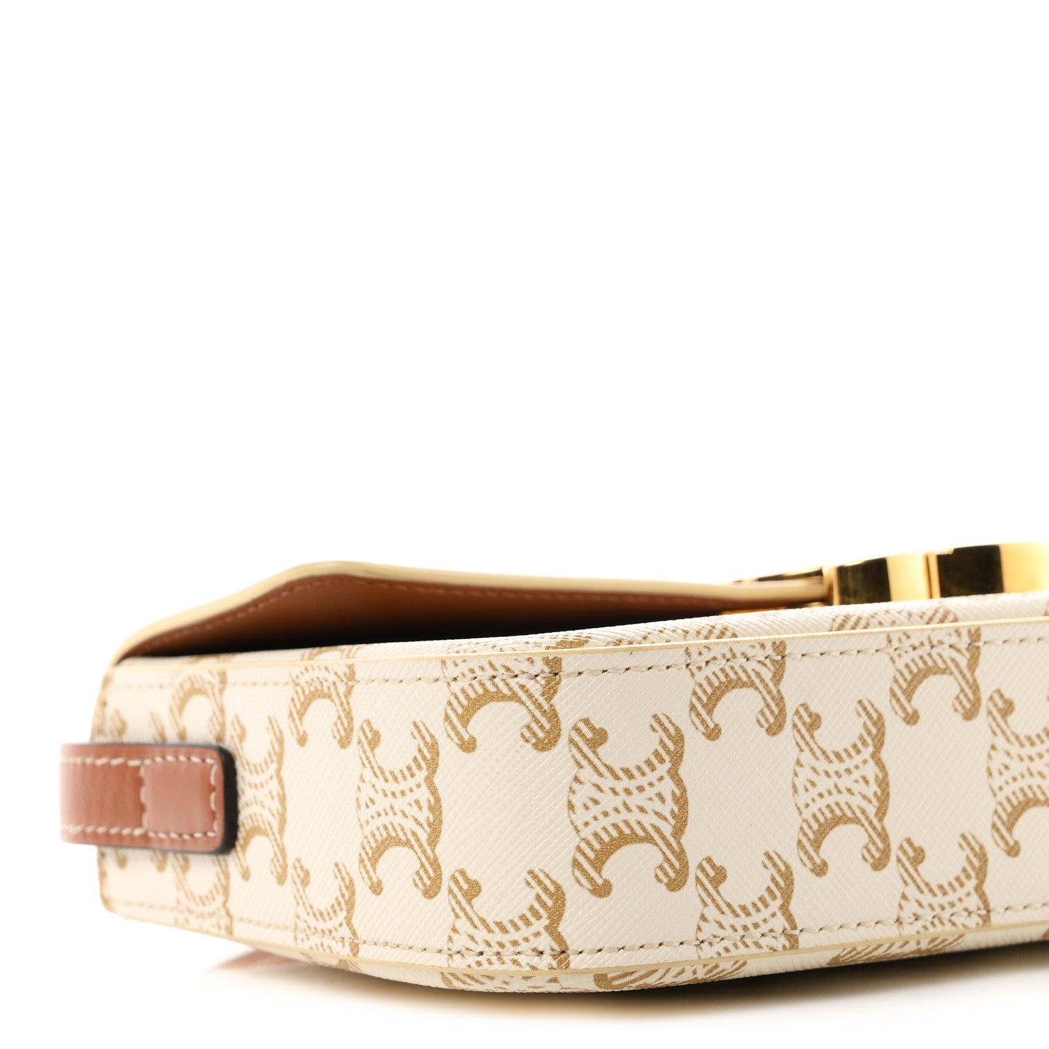 Celine Canvas Calfskin Triomphe Shoulder Bag White 10 of 11
