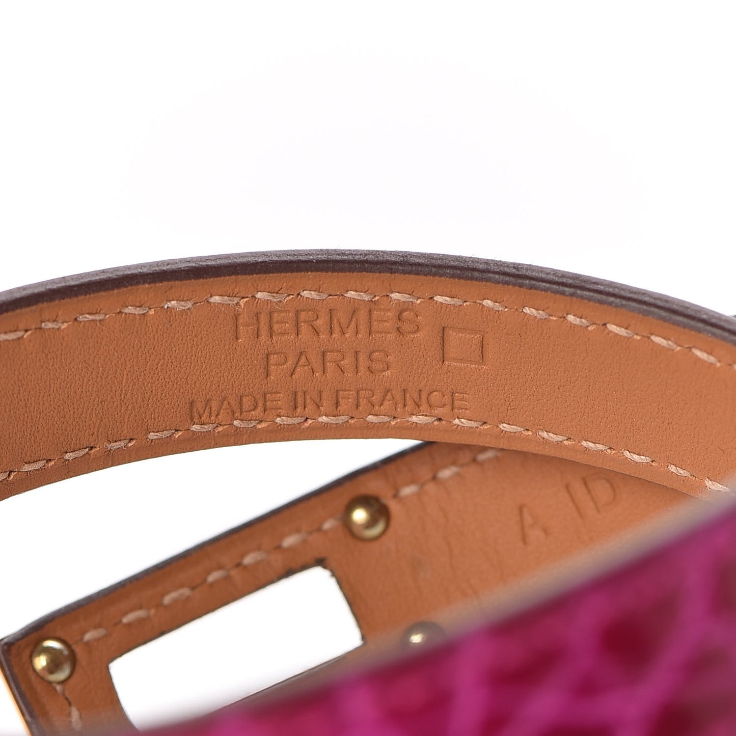 Shiny Alligator Kelly Double Tour Bracelet T1 Rose Scheherazade
