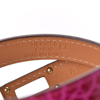 Hermes Shiny Alligator Kelly Double Tour Bracelet T1 Rose Scheherazade 4 of 7