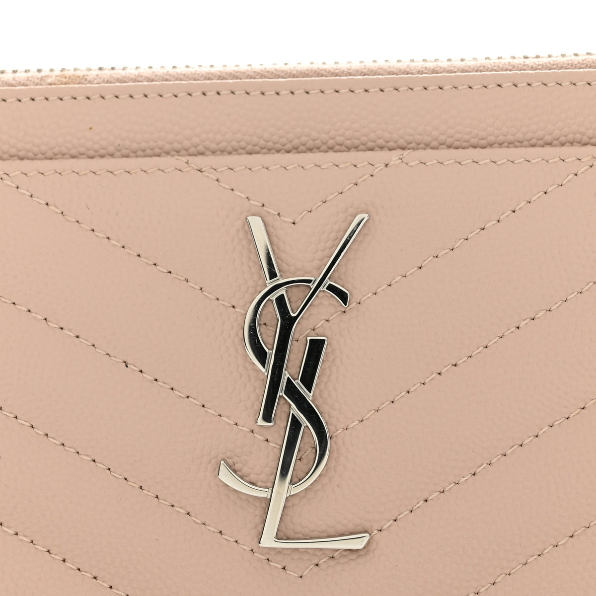 Saint Laurent Grain De Poudre Chevron Monogram Bill Pouch Marble Pink 10 of 10