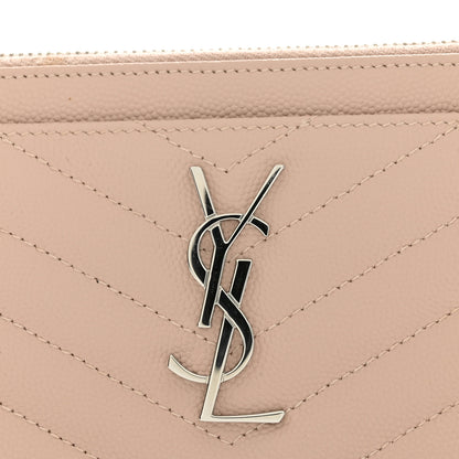 Saint Laurent Grain De Poudre Chevron Monogram Bill Pouch Marble Pink 10 of 10