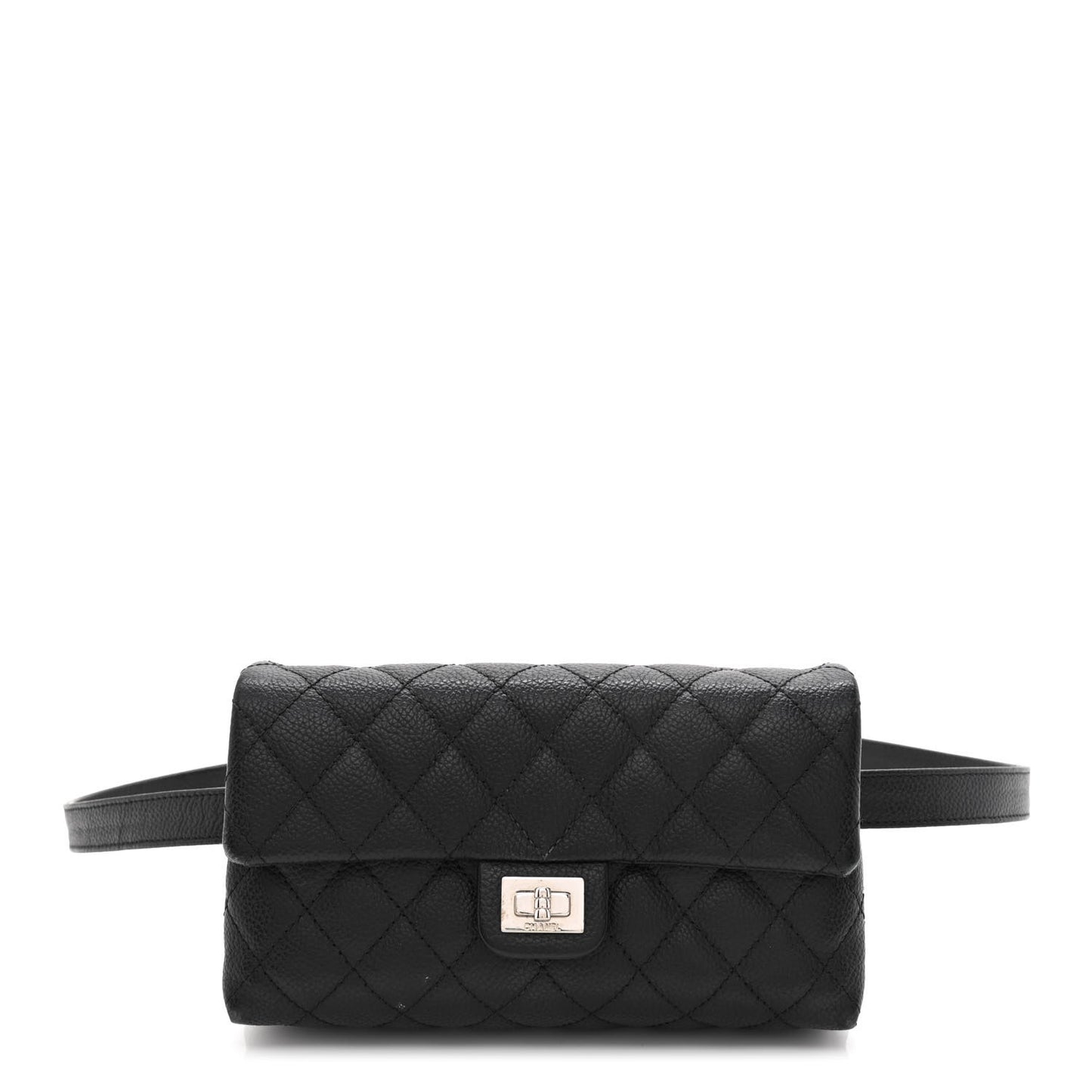 Grained Calfskin Quilted 2.55 Reissue Flap Belt Bag Clutch Black