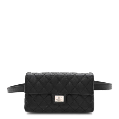 Chanel Grained Calfskin Quilted 2.55 Reissue Flap Belt Bag Clutch Black 1 of 12