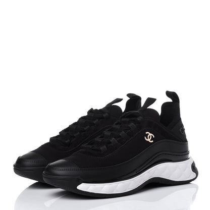 Chanel Velvet Calfskin Mixed Fibers CC Sneakers 37 Black 3 of 12