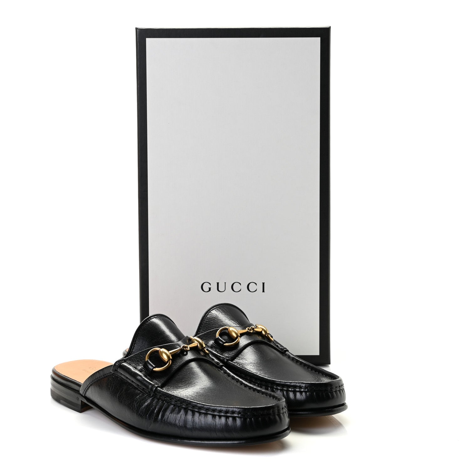 Gucci Goatskin Mens Horsebit Slippers 8 Black 10 of 10