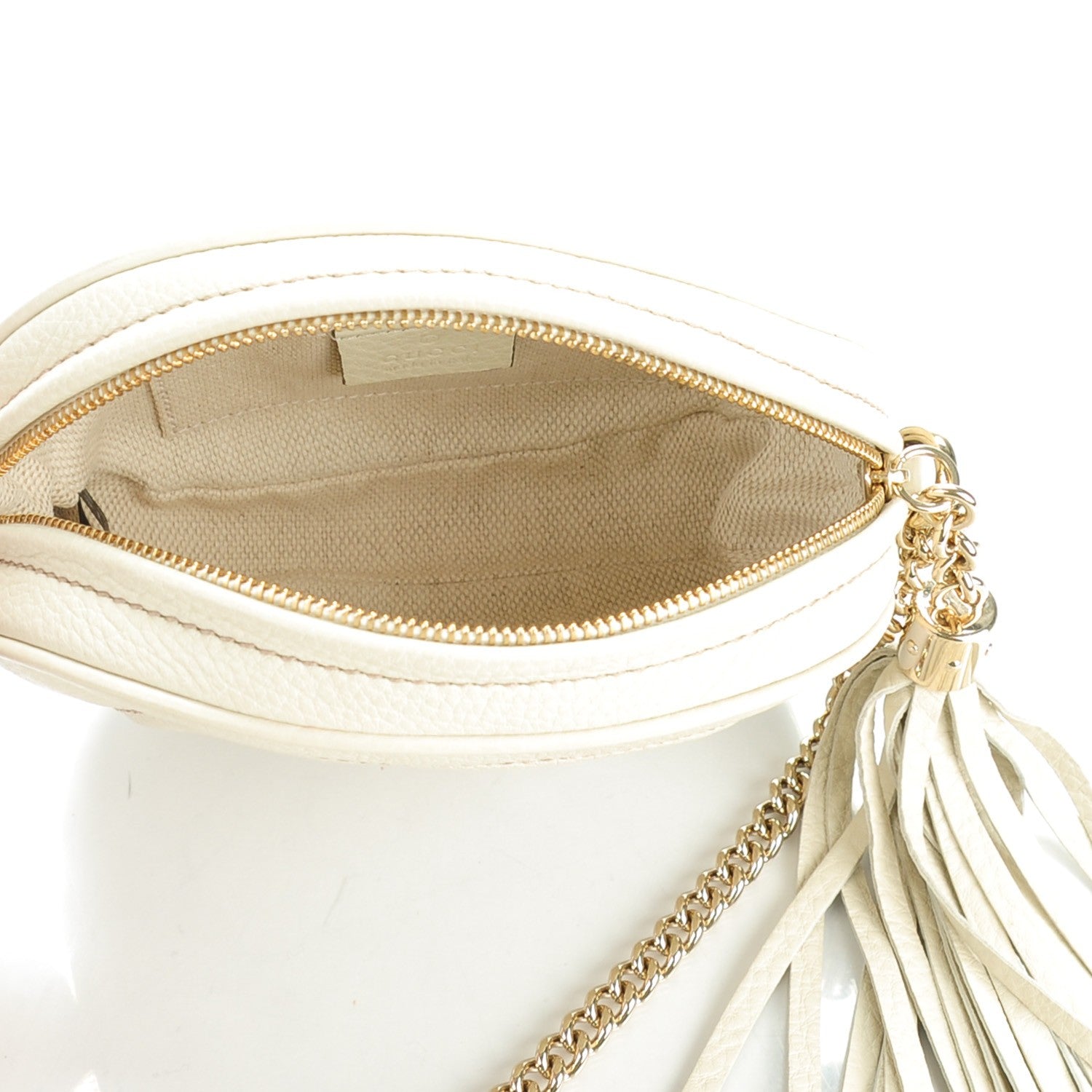 Gucci Pebbled Calfskin Mini Soho Chain Bag Off White 5 of 7