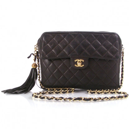 Chanel Vintage Lambskin Tassel Flap Bag Black 1 of 16