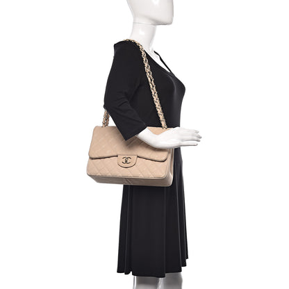 Chanel Iridescent Caviar Quilted Jumbo Double Flap Beige 2 of 14