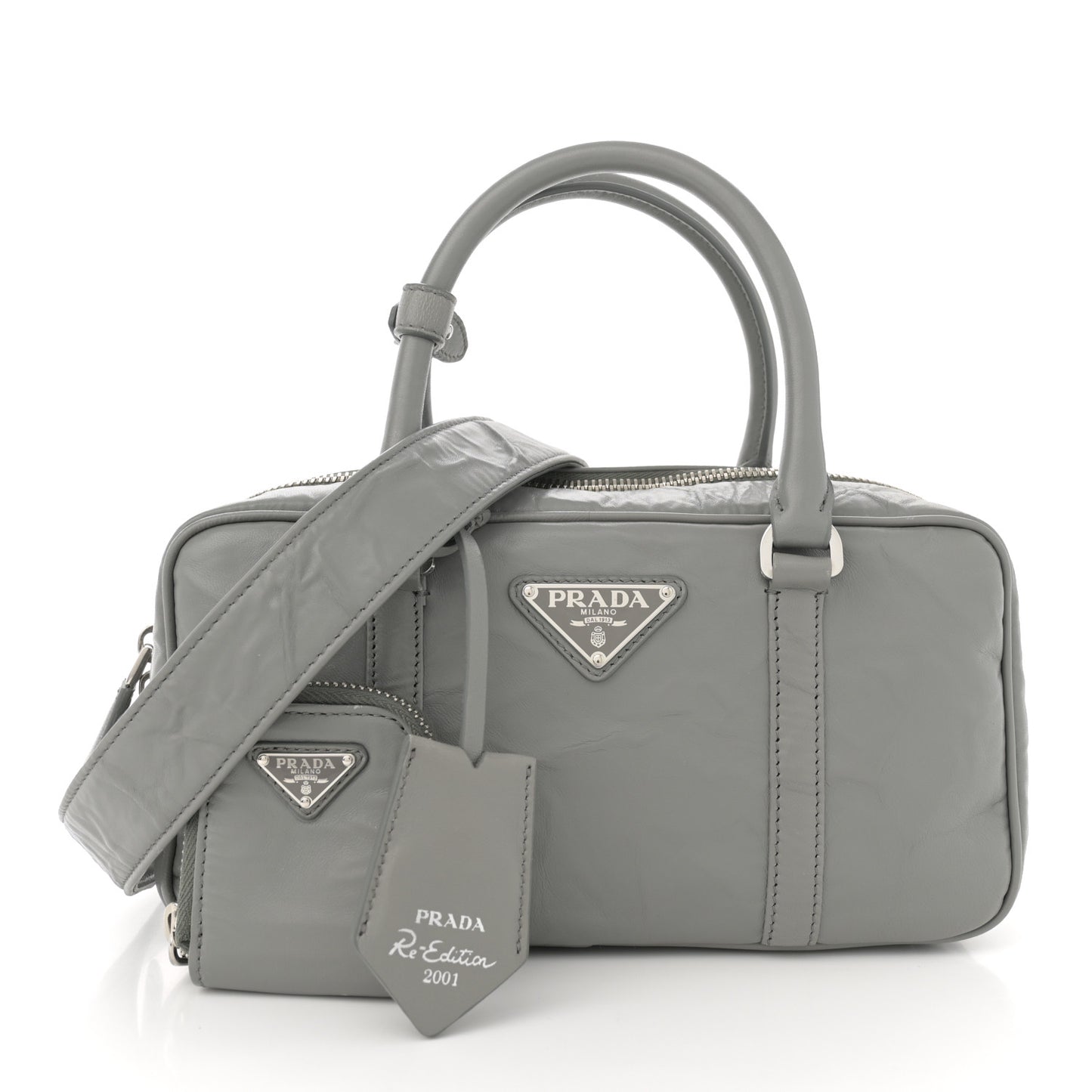 Nappa Antique Small Re-Edition 2001 Two Handle Crossbody Bag Ardesia
