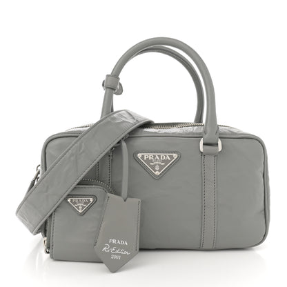 Prada Nappa Antique Small Re-Edition 2001 Two Handle Crossbody Bag Ardesia 3 of 15