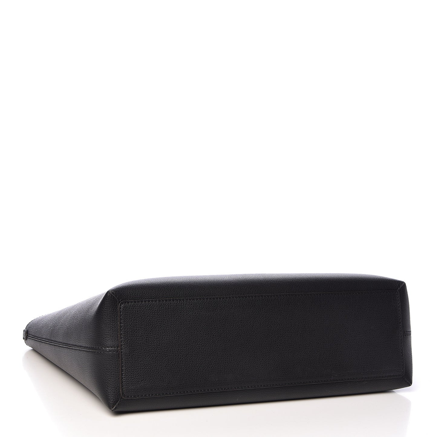 Grainy Calfskin Haymarket Check Medium Reversible Tote Black
