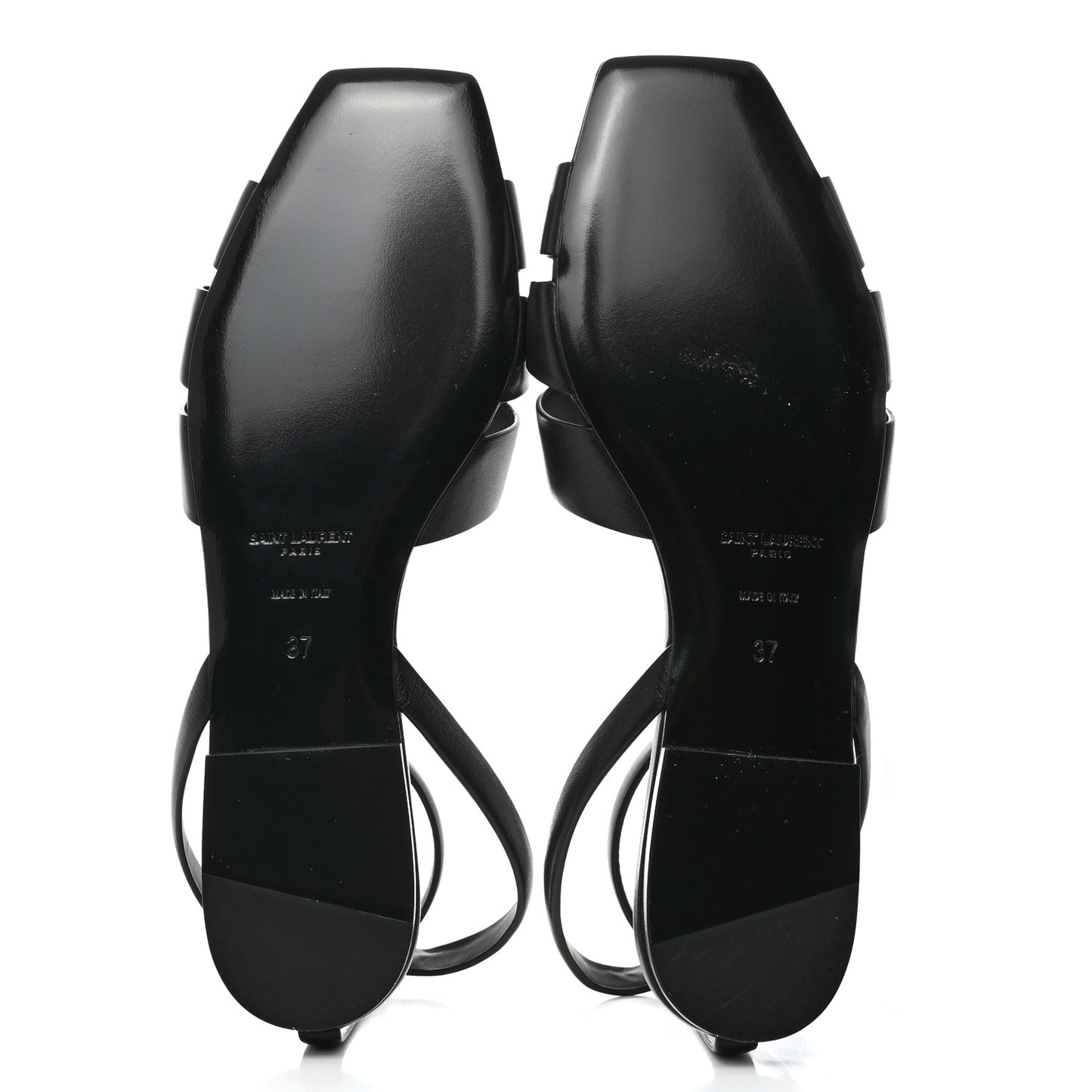 Calfskin Tribute 05 Ankle Strap Flat Sandals 37 Black