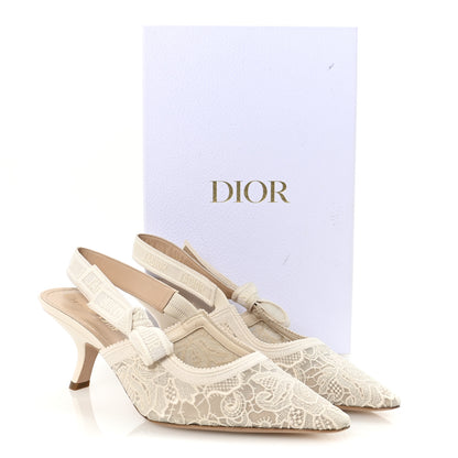 Christian Dior Lace Embroidered J'adior Slingback 65mm Pumps 39.5 White 10 of 10