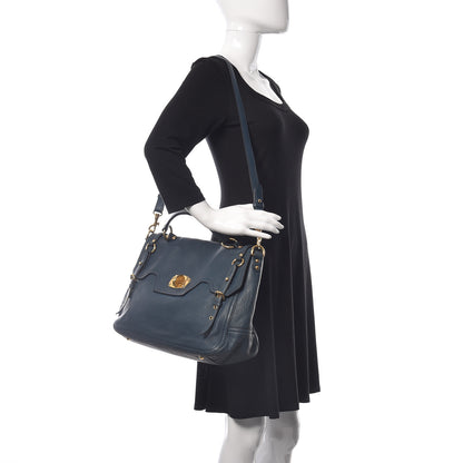 Miu Miu Cervo East-West Flap Satchel Blue 2 of 18