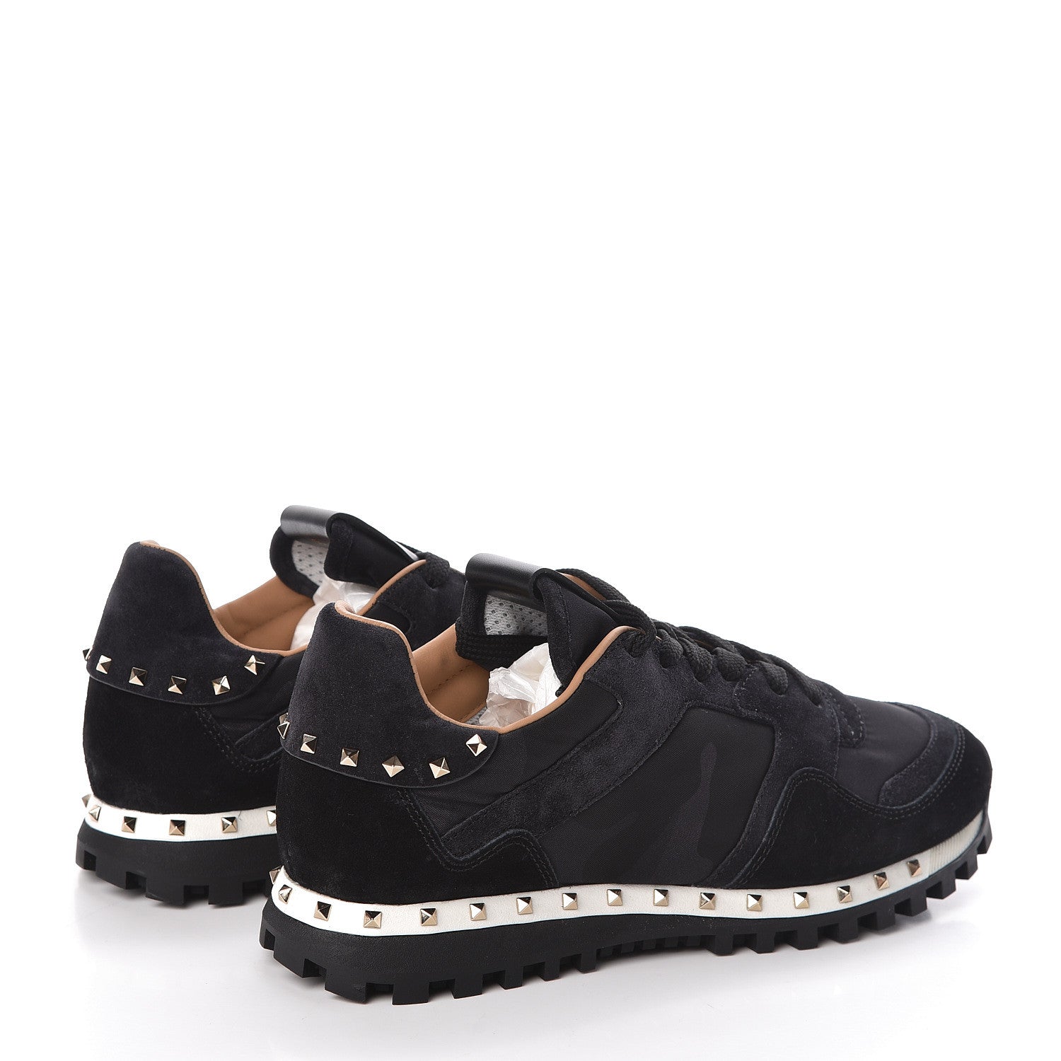 Valentino Garavani Suede Nylon Camouflage Womens Soul Rockstud Sneakers 38 Black 4 of 8