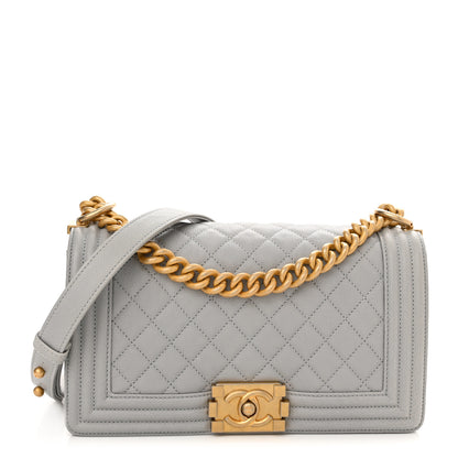 Chanel Caviar Quilted Medium Boy Flap Light Grey 1 of 10