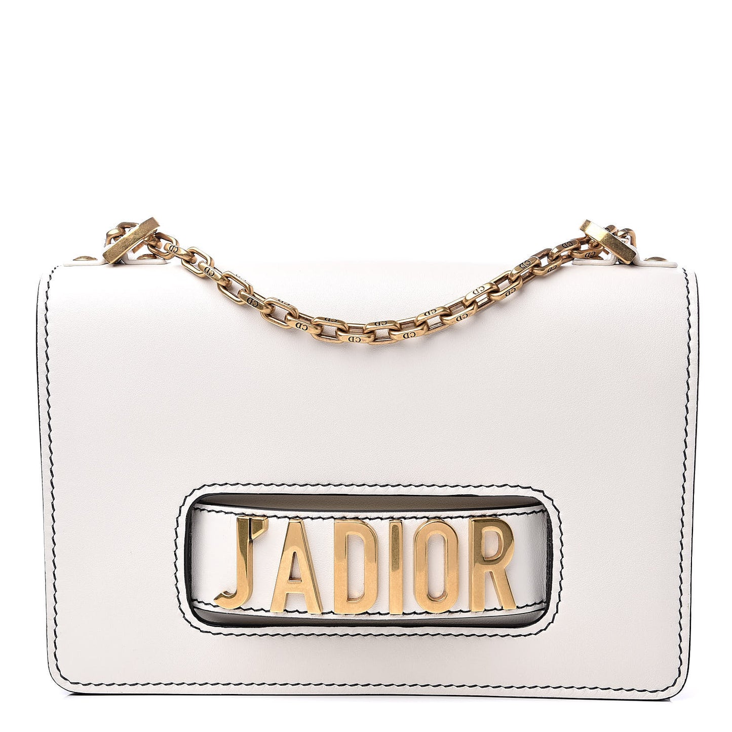 Calfskin J'Adior Chain Flap Bag Off White