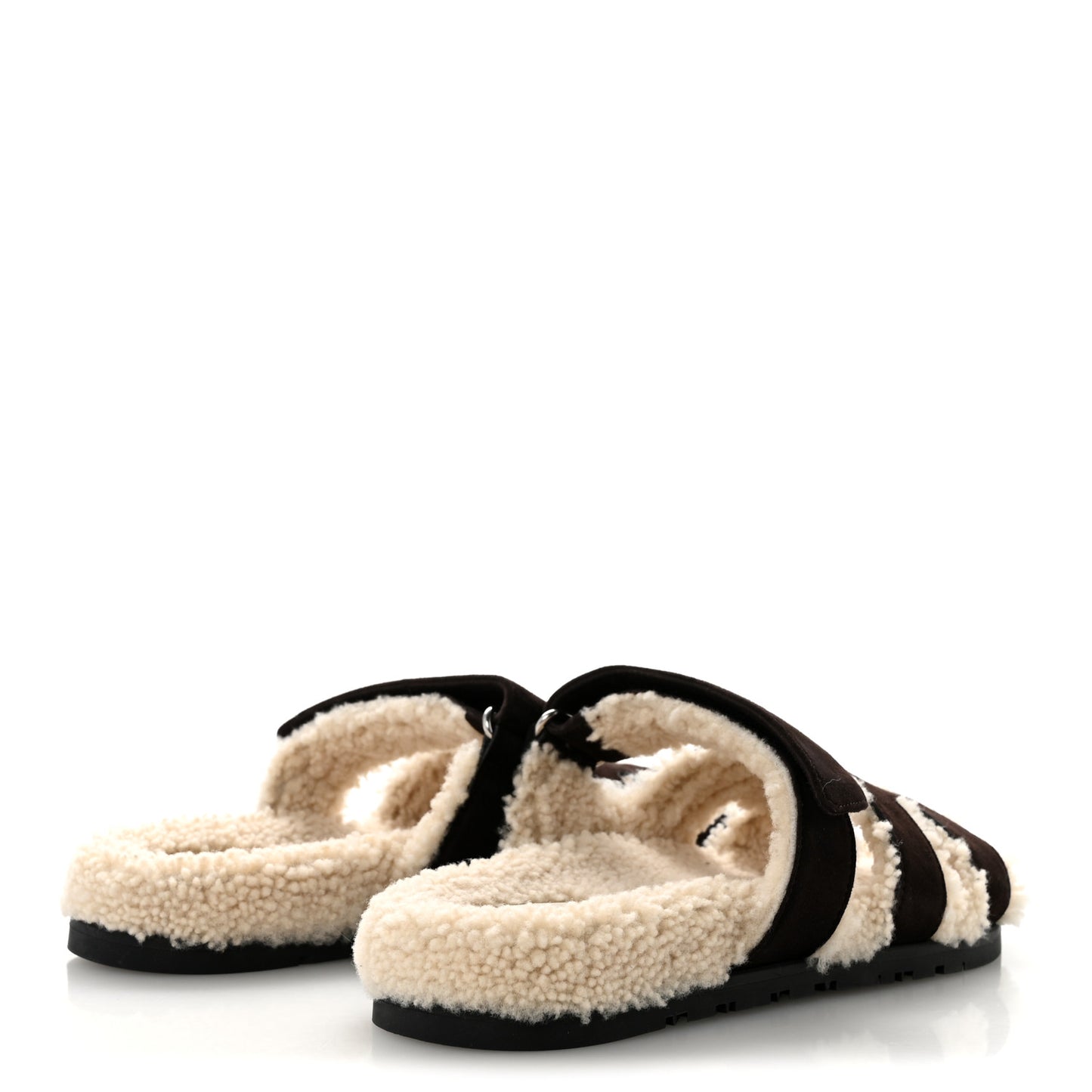 Suede Goatskin Woolskin Womens Chypre Sandals 39.5 Marron Ebene