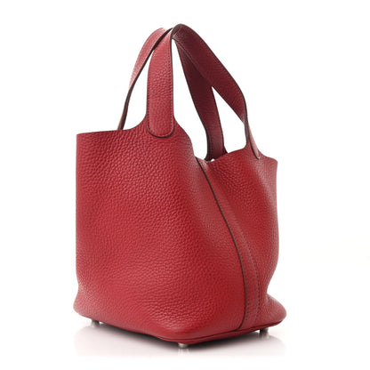 Hermes Taurillon Clemence Picotin Lock 18 PM Rouge Garance 3 of 10