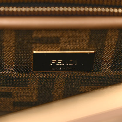 Fendi Vitello Seta Fabric Jacquard FF 1974 Mini Peekaboo Iconic Satchel Sand Tabacco Moro 6 of 11