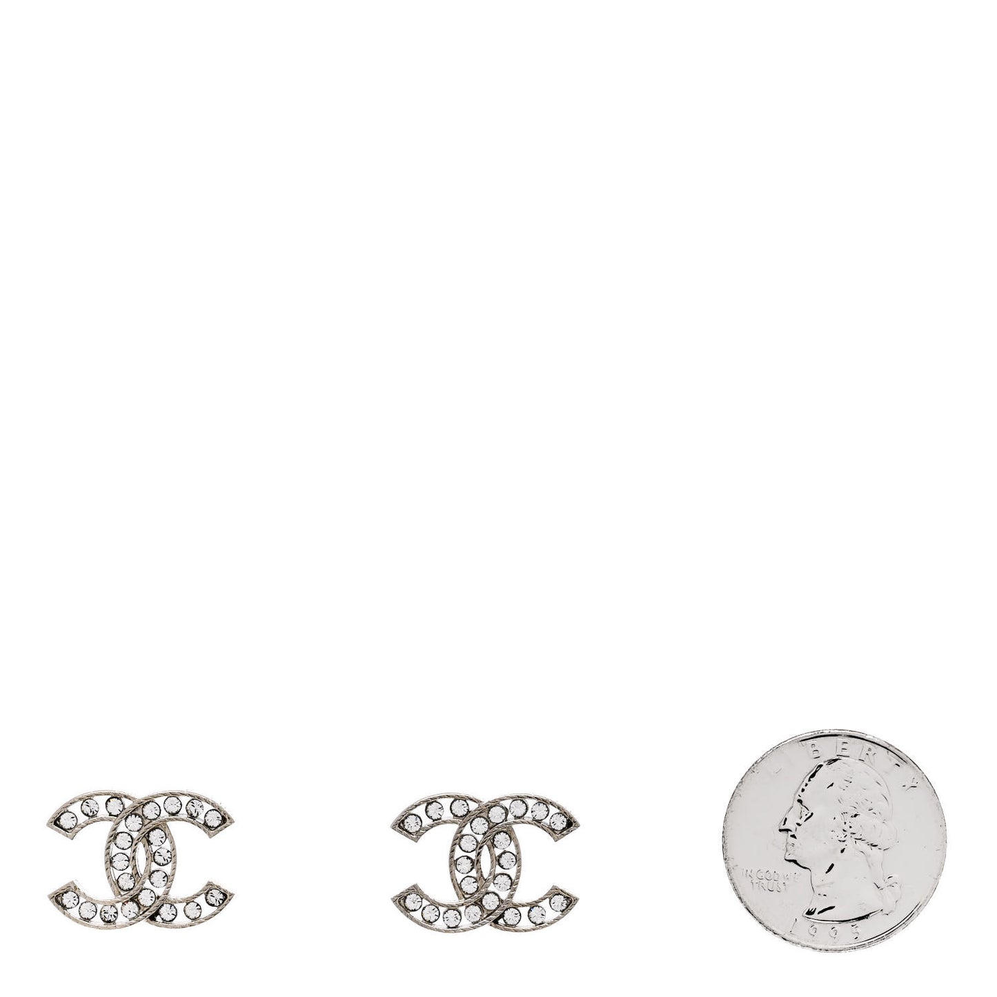 Crystal CC Chain Earrings Silver