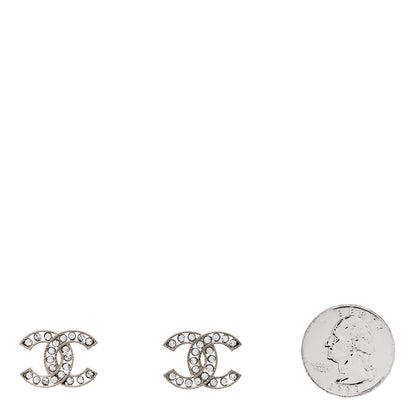 Chanel Crystal CC Chain Earrings Silver 2 of 5