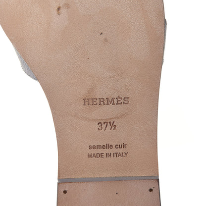 Hermes Epsom Oran Sandals 37.5 Bleu Glacier 9 of 11