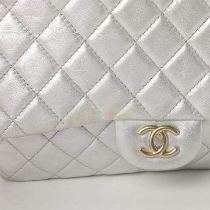 Chanel Metallic Lambskin Quilted Jumbo Single Flap Silver 13 of 14