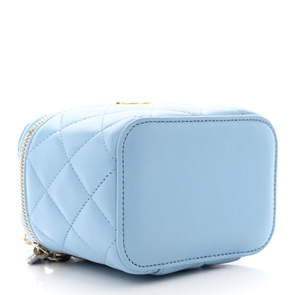 Chanel Lambskin Quilted Pearl Crush Mini Vanity Case With Chain Light Blue 4 of 11