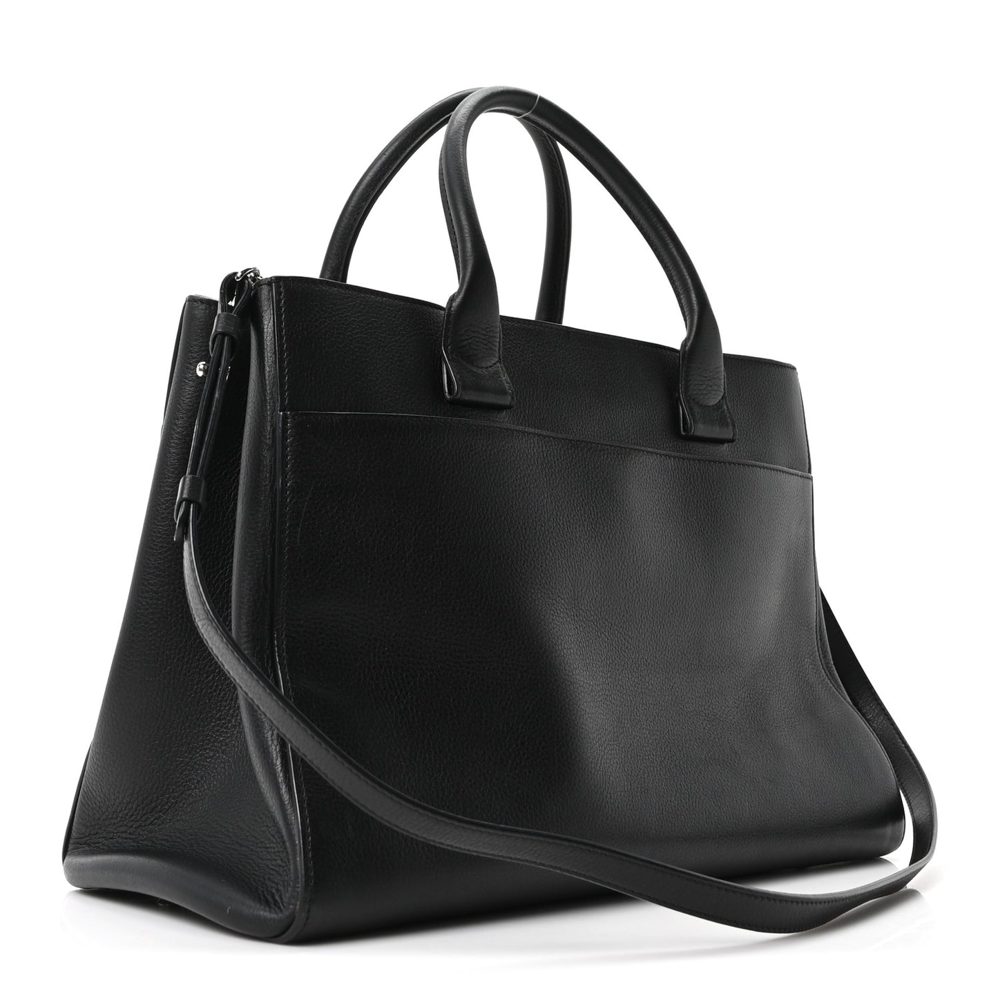 Grained Calfskin Medium Neo Executive Shopper Tote Black