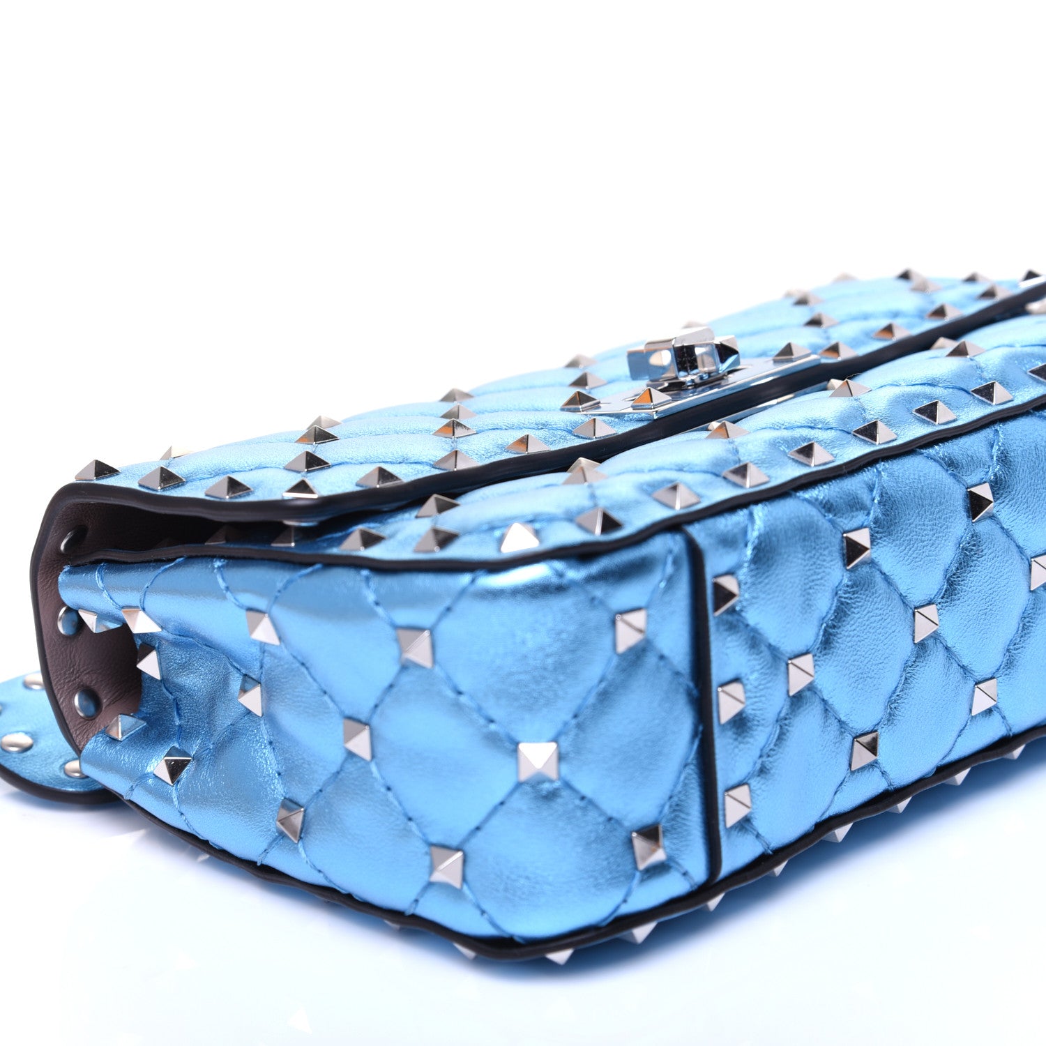 Valentino Garavani Metallic Nappa Small Rockstud Spike Shoulder Bag Cerulean 6 of 15