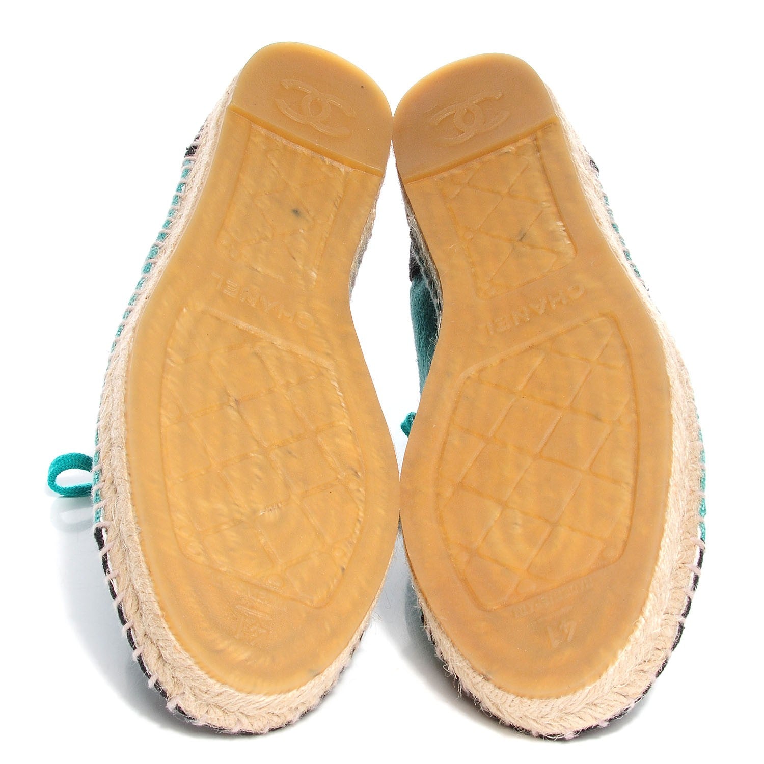 Chanel Canvas Lace Up Espadrilles 41 Green Black 5 of 8