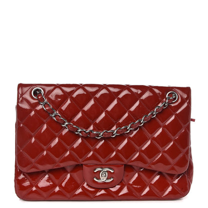 Chanel Patent Quilted Jumbo Double Flap Red 1 of 8