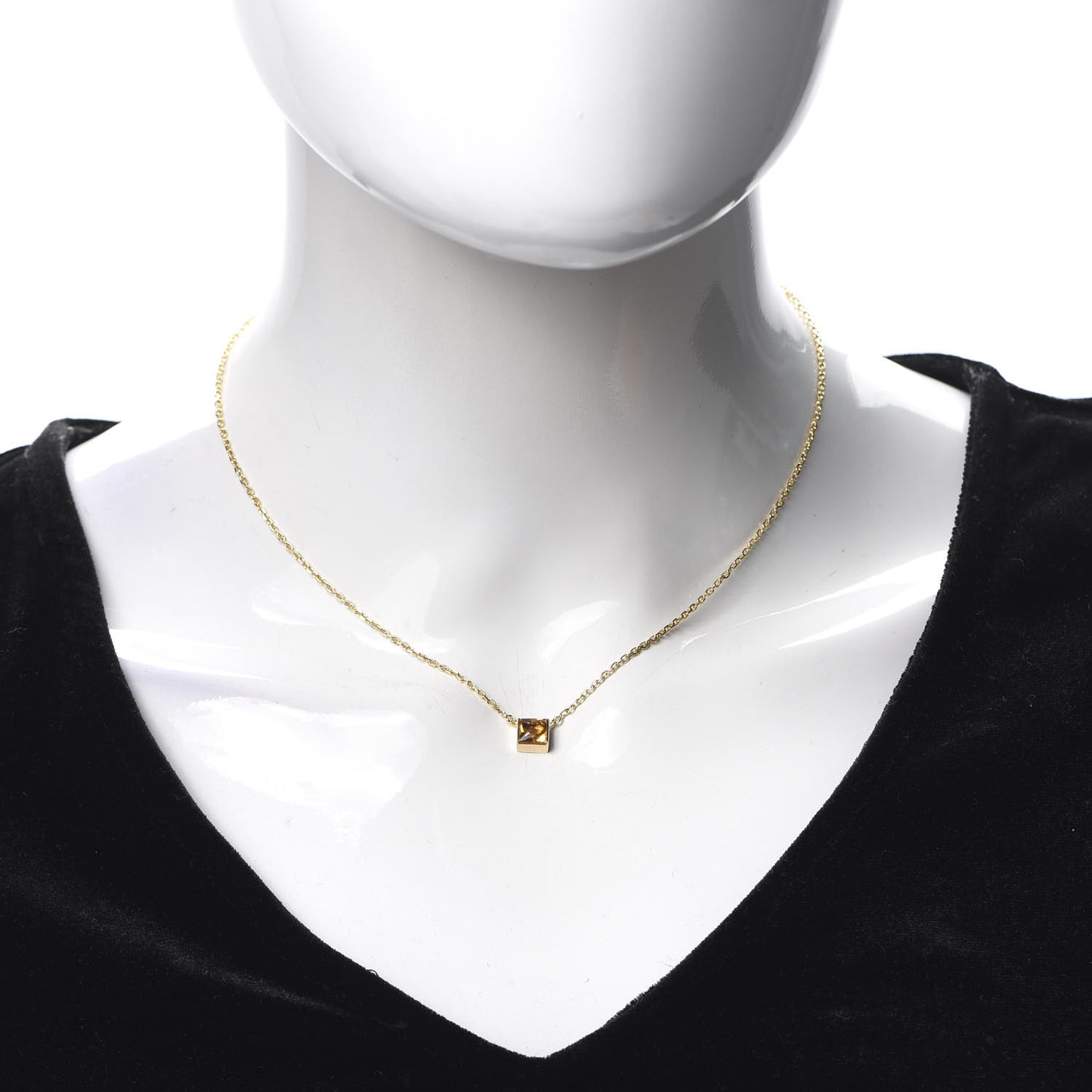 18K Yellow Gold Citrine Tank Pendant Necklace