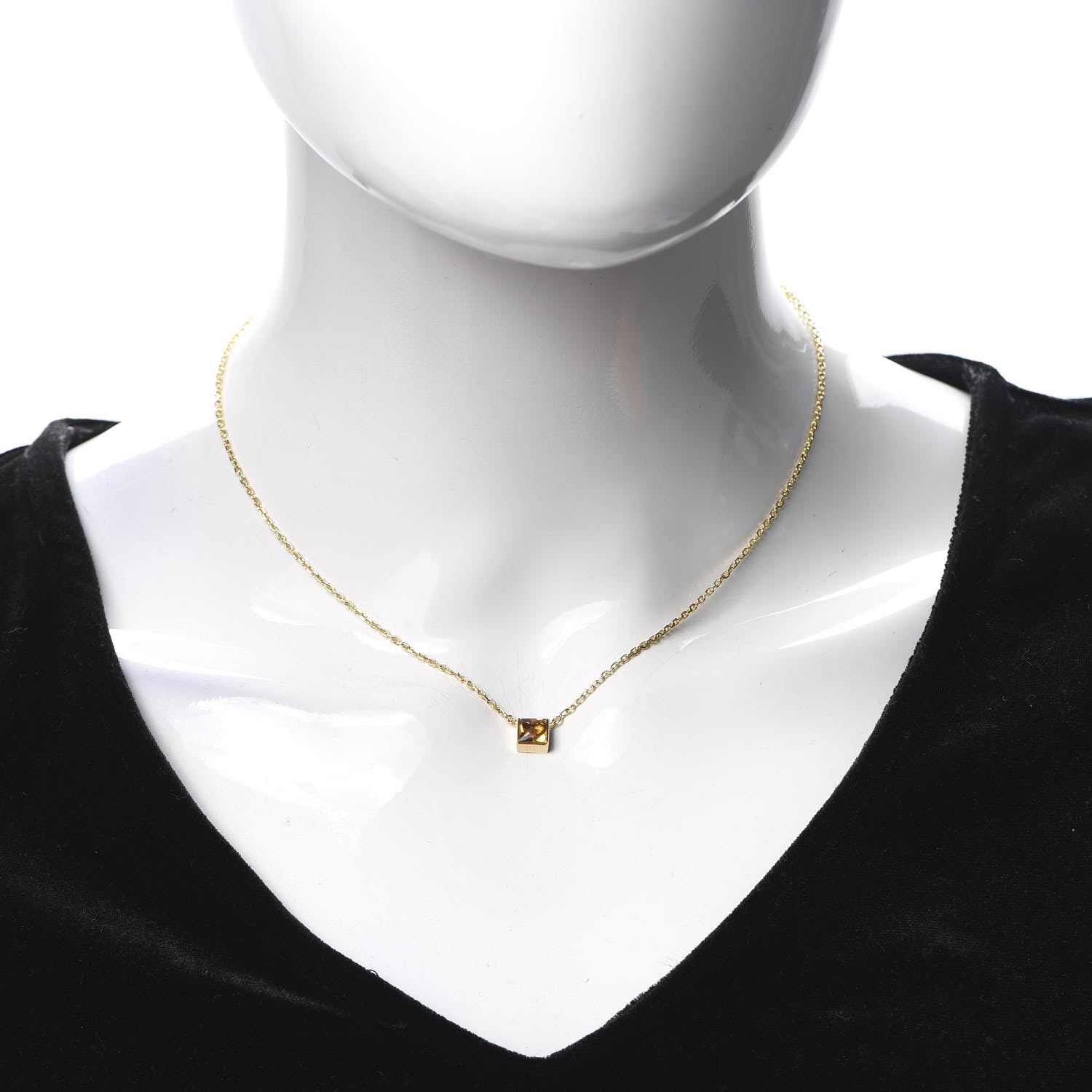 Cartier 18K Yellow Gold Citrine Tank Pendant Necklace 2 of 6