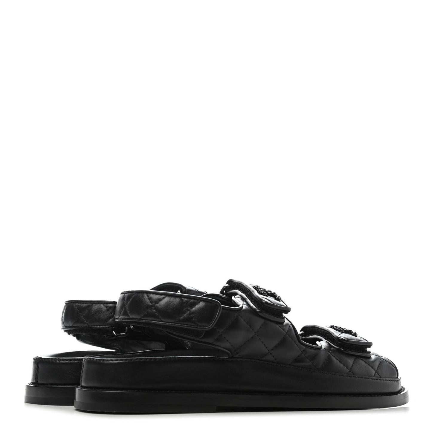 Lambskin Velcro Dad Sandals 36.5 Black