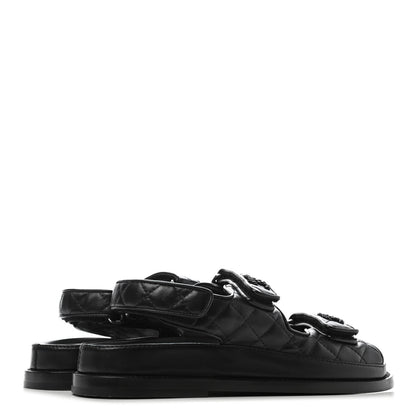 Chanel Lambskin Velcro Dad Sandals 36.5 Black 3 of 4