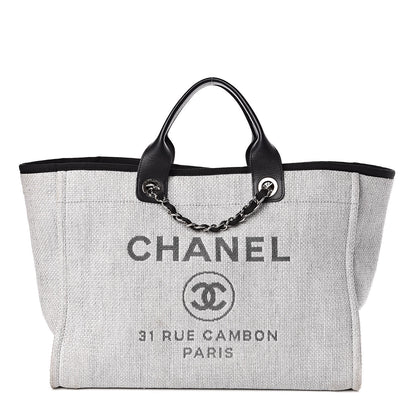 Chanel Canvas Deauville Large Tote Grey 1 of 10