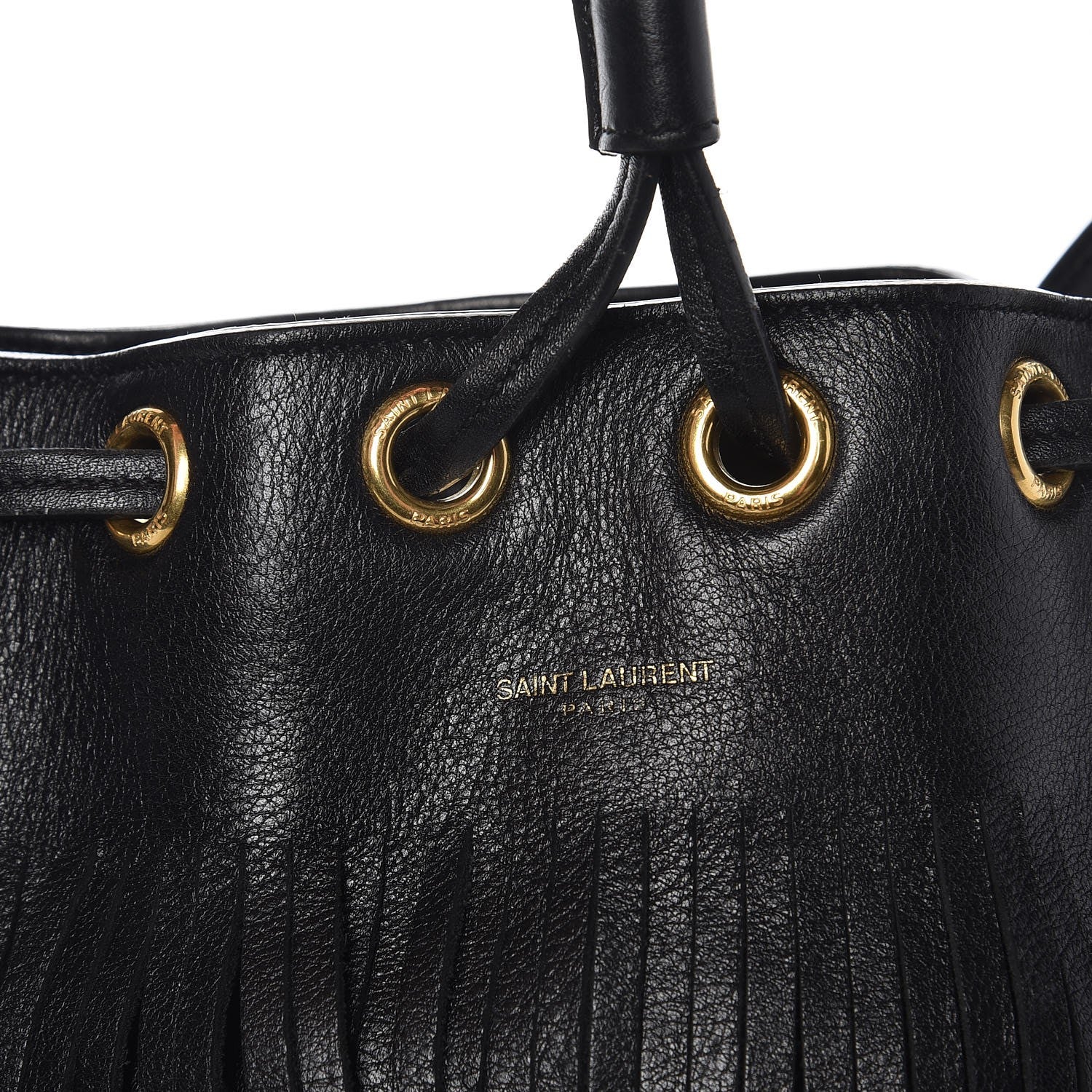 Saint Laurent Calfskin Small Emmanuelle Fringe Hobo Bag Black 7 of 9