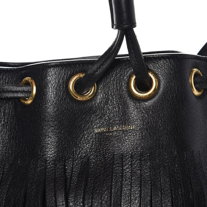 Saint Laurent Calfskin Small Emmanuelle Fringe Hobo Bag Black 7 of 9