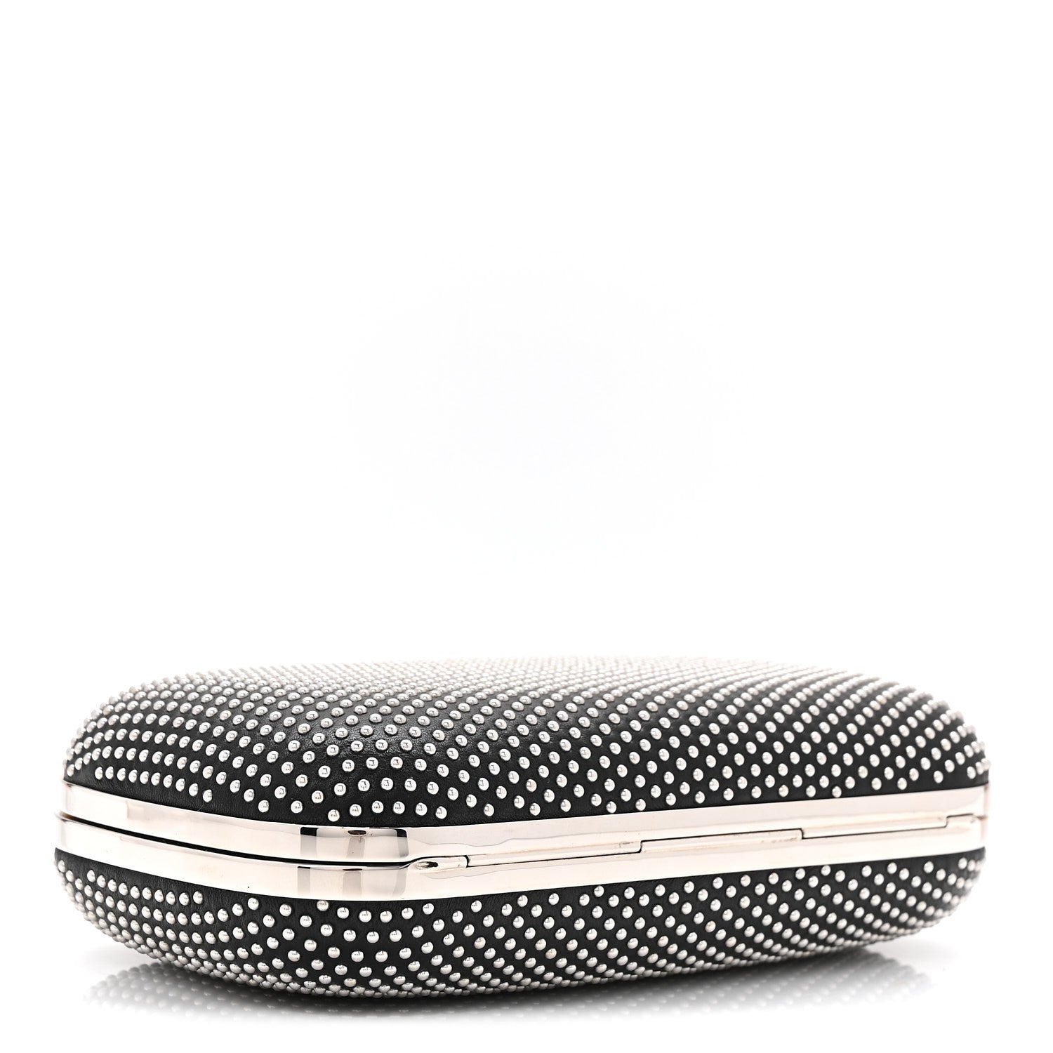 Alexander McQueen Calfskin Studded Skull Four Ring Knuckle Clutch Black 4 of 8