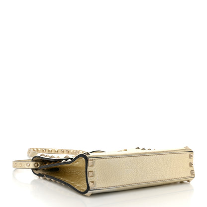 Valentino Garavani Metallic Pebbled Calfskin Medium Rockstud Flip Lock Crossbody Bag Platino 4 of 9
