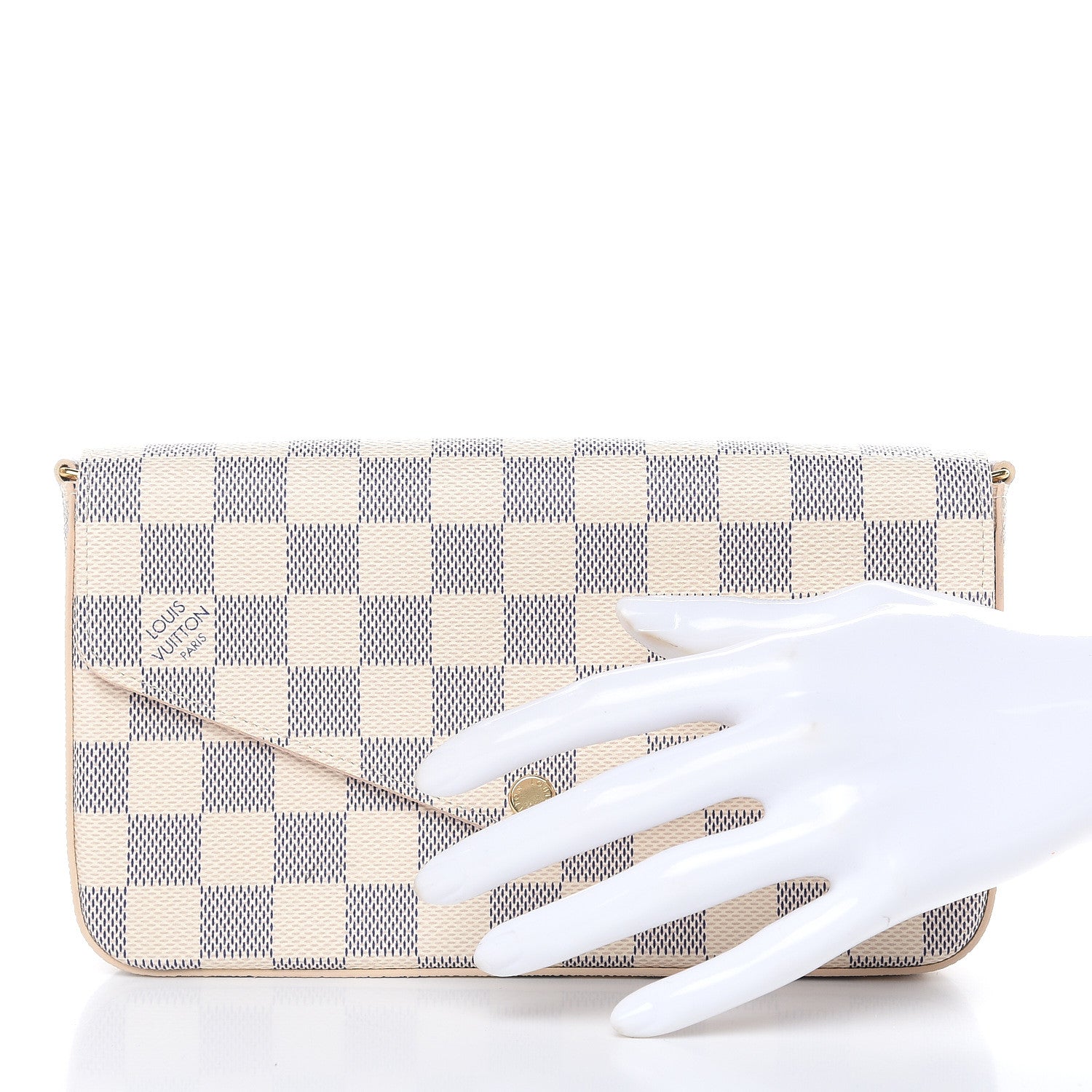 Louis Vuitton Damier Azur Pochette Felicie Chain Wallet Rose Ballerine 2 of 8