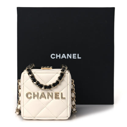 Chanel Lambskin Quilted Clutch With Chain Black White 10 of 10
