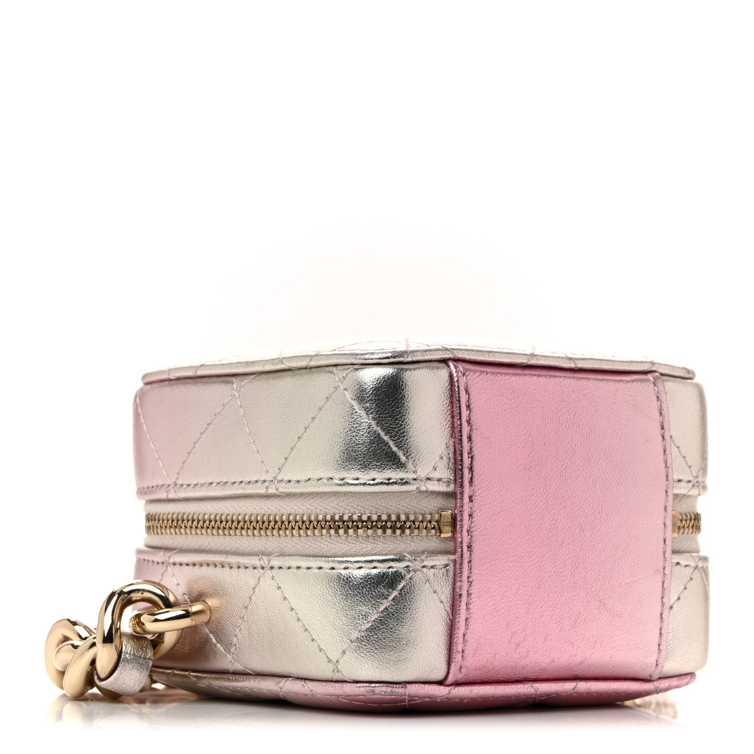 Chanel Gradient Metallic Lambskin Quilted Like A Wallet Clutch With Chain Gold Pink 4 of 13