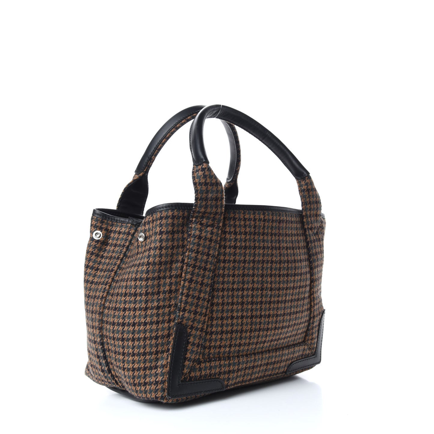Wool Houndstooth S Navy Cabas