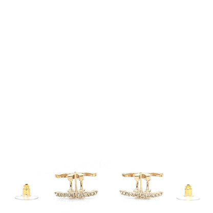 Chanel Metal Crystal Bead CC Earrings Gold 3 of 4
