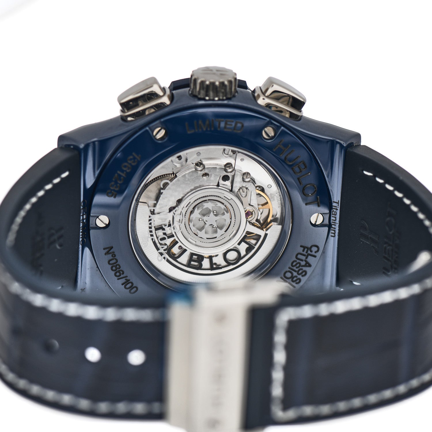 Hublot Ceramic Alligator 45mm Classic Fusion Chronograph "Champions League" Limited Edition Automatic Watch Blue 521.EX.7170.LR.UCL18 4 of 5