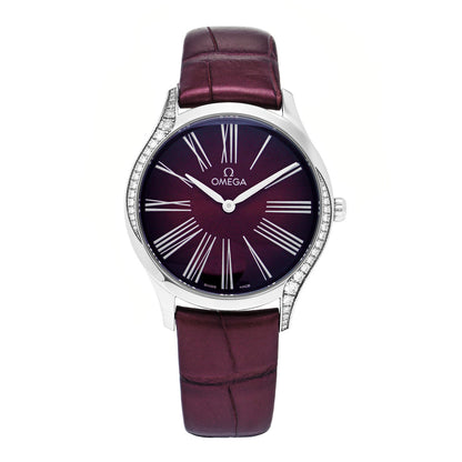Omega Stainless Steel Crocodile Diamond 36mm De Ville Tresor Quartz Watch Burgundy 428.18.36.60.11.001 1 of 5